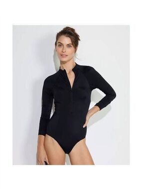Lands’ End NWT long-sleeved rash guard one piece swimsuit. NWT